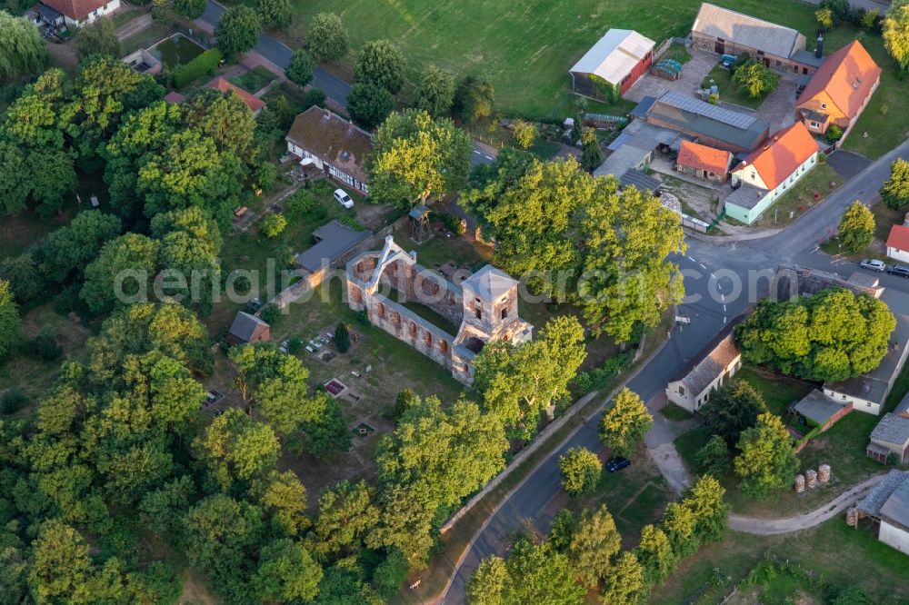 Aerial photograph Flieth-Stegelitz - Ruin of the church building of in Flieth-Stegelitz in the state Brandenburg, Germany
