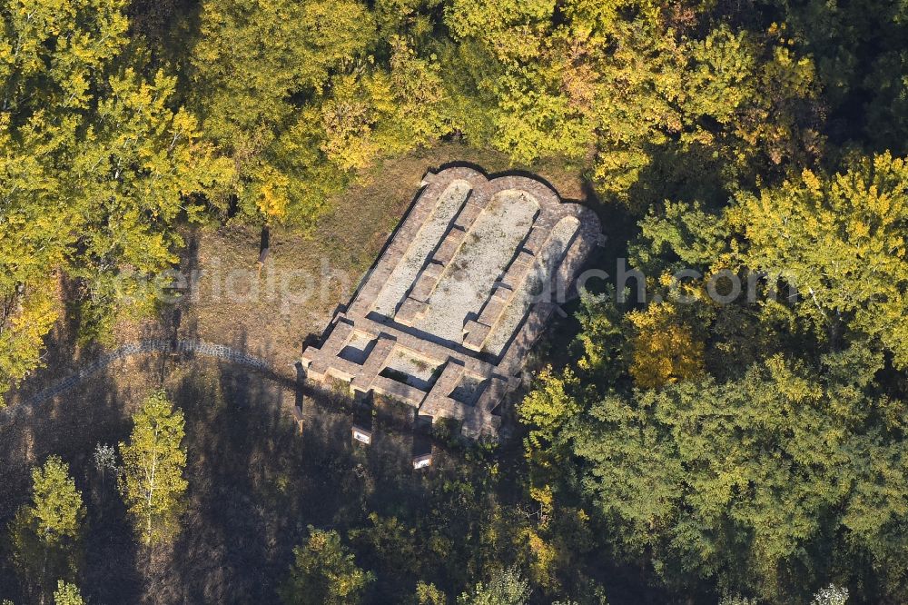 Csongrad from above - Ruins and remains of the former monastery Hoellenkloster in Csongrad in Hungary