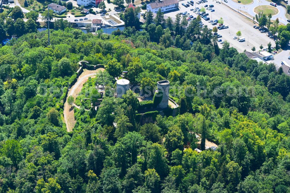 Aerial image Nagold - Ruins and vestiges of the former castle Burgruine Hohennagold in Nagold in the state Baden-Wuerttemberg, Germany