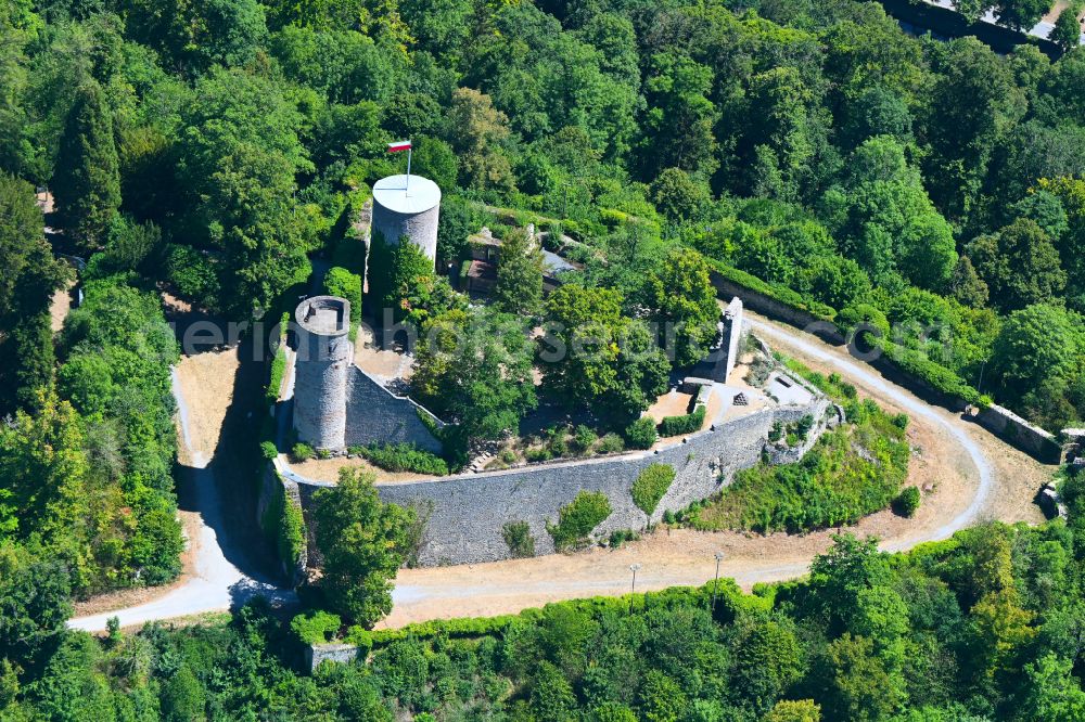 Nagold from the bird's eye view: Ruins and vestiges of the former castle Burgruine Hohennagold in Nagold in the state Baden-Wuerttemberg, Germany