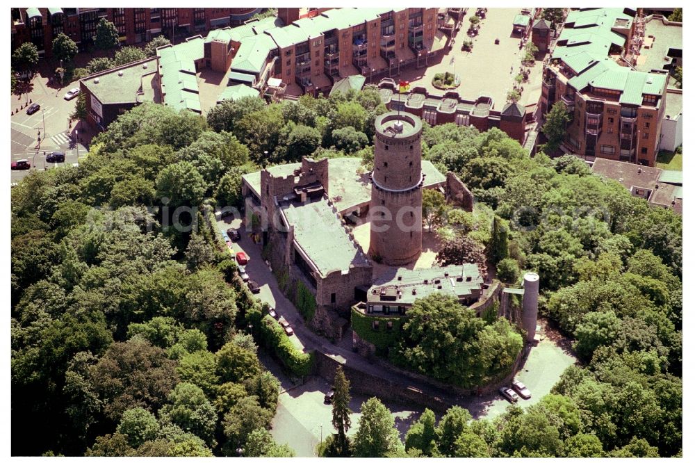 Bonn from the bird's eye view: Ruins and vestiges of the former castle Godesburg in the district Alt-Godesberg in Bonn in the state North Rhine-Westphalia, Germany