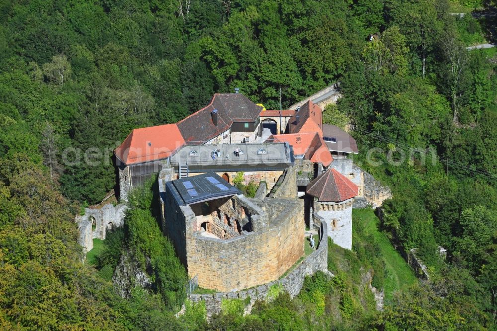 Rechberg from above - Ruins and vestiges of the former castle Hohenrechberg in Rechberg in the state Baden-Wuerttemberg, Germany