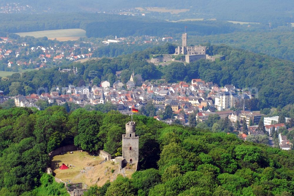 Aerial photograph Königstein im Taunus - Ruins and vestiges of the former castle and fortress in the district Falkenstein in Koenigstein im Taunus in the state Hesse, Germany