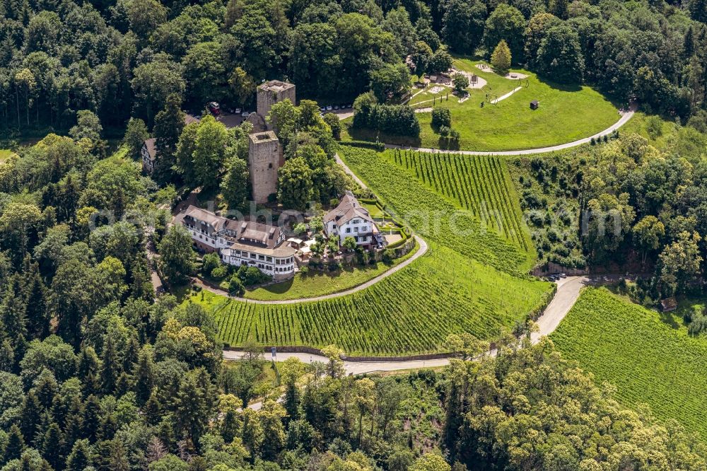 Aerial photograph Baden-Baden - Ruins and vestiges of the former castle YBurg in the district Varnhalt in Baden-Baden in the state Baden-Wuerttemberg, Germany