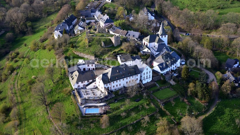 Kronenburg from the bird's eye view: Ruins and vestiges of the former castle in Kronenburg in the state North Rhine-Westphalia, Germany