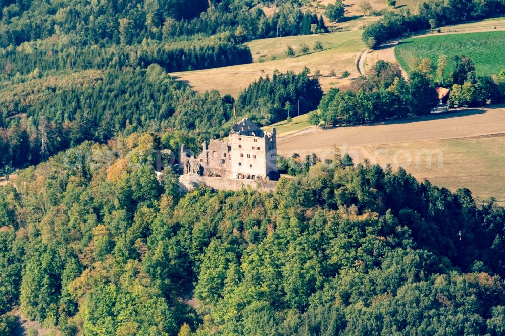 Aerial photograph Seelbach - Ruins and vestiges of the former castle and fortress Burg Hohengeroldseck on Schlossberg in Seelbach in the state Baden-Wurttemberg