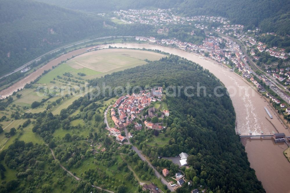 Aerial image Neckargemünd - Ruins and vestiges of the former castle and fortress Dilsberg in the district Dilsberg in Neckargemuend in the state Baden-Wuerttemberg