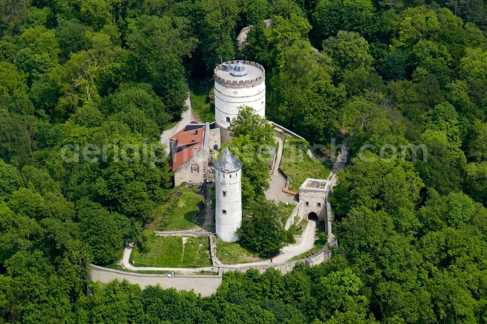 Aerial photograph Bovenden - Ruins and vestiges of the former castle and fortress Plesse in Bovenden in the state Lower Saxony, Germany