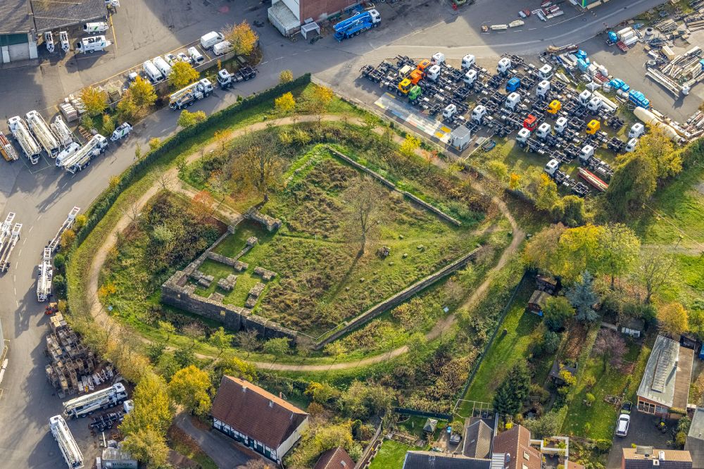 Aerial image Herne - Ruins and vestiges of the former castle and fortress Haus Crange in Herne in the state of North Rhine-Westphalia