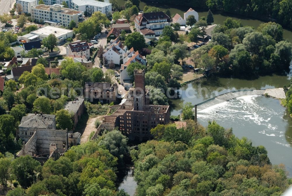 Halle (Saale) from the bird's eye view: Ruin of a paper mill in Halle (Saale) in the state Saxony-Anhalt, Germany