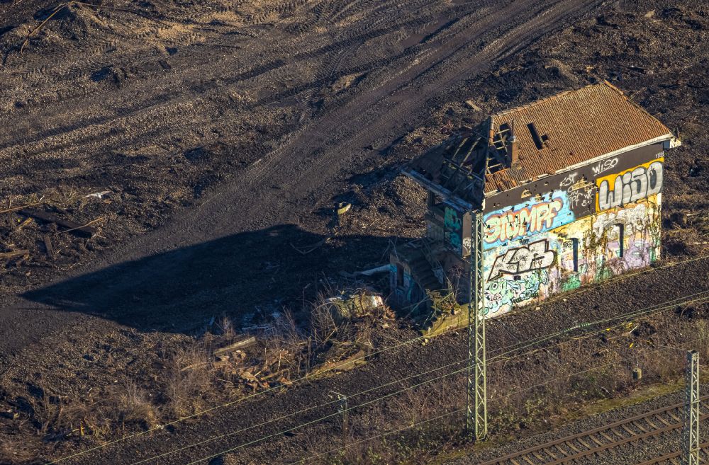 Dortmund from above - Ruins Signal box - signalman's house in Dortmund at Ruhrgebiet in the state North Rhine-Westphalia, Germany