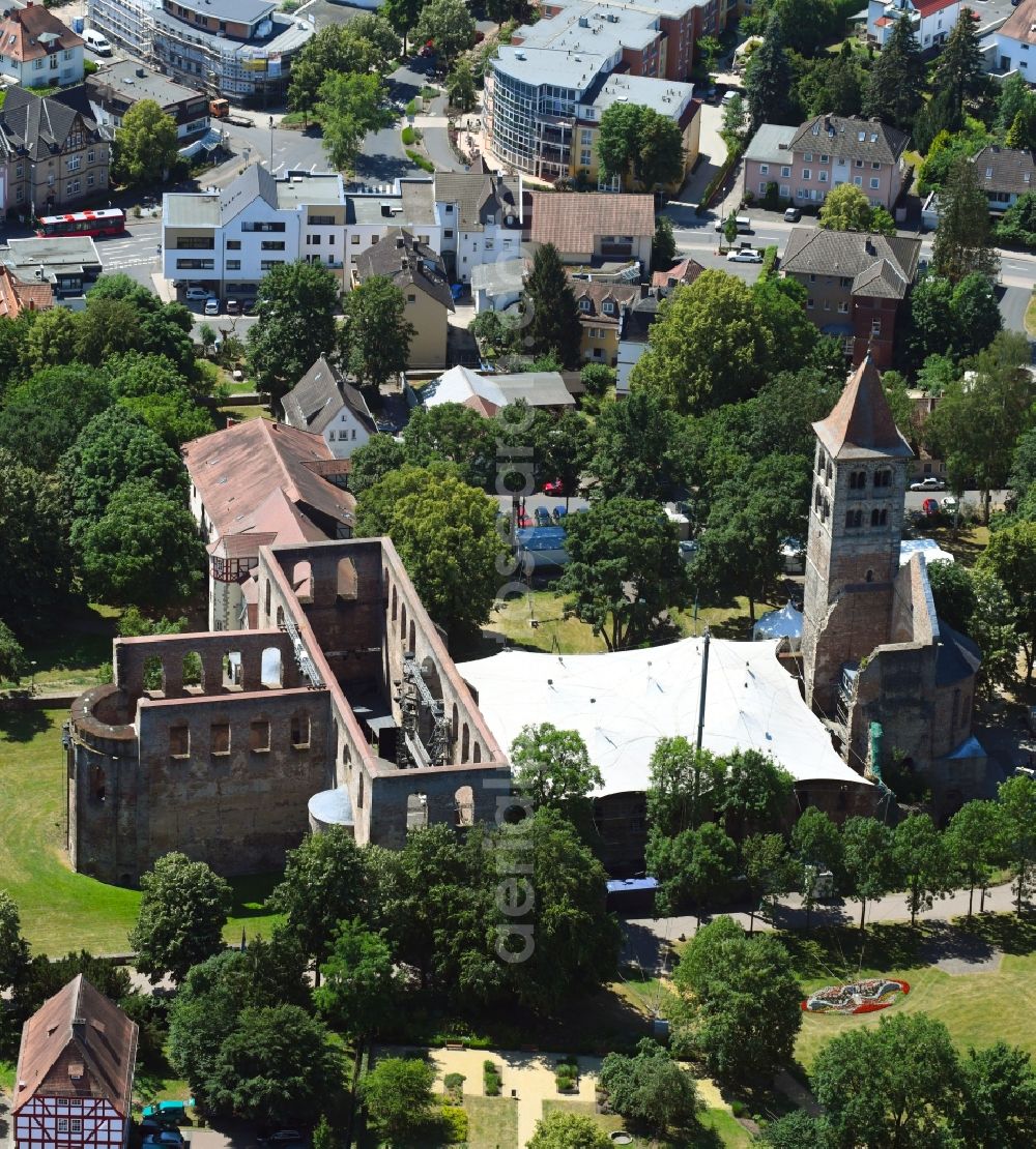 Aerial photograph Bad Hersfeld - Ruin of the collegiate church Bad Hersfeld in Bad Hersfeld in the federal state Hessen, Germany