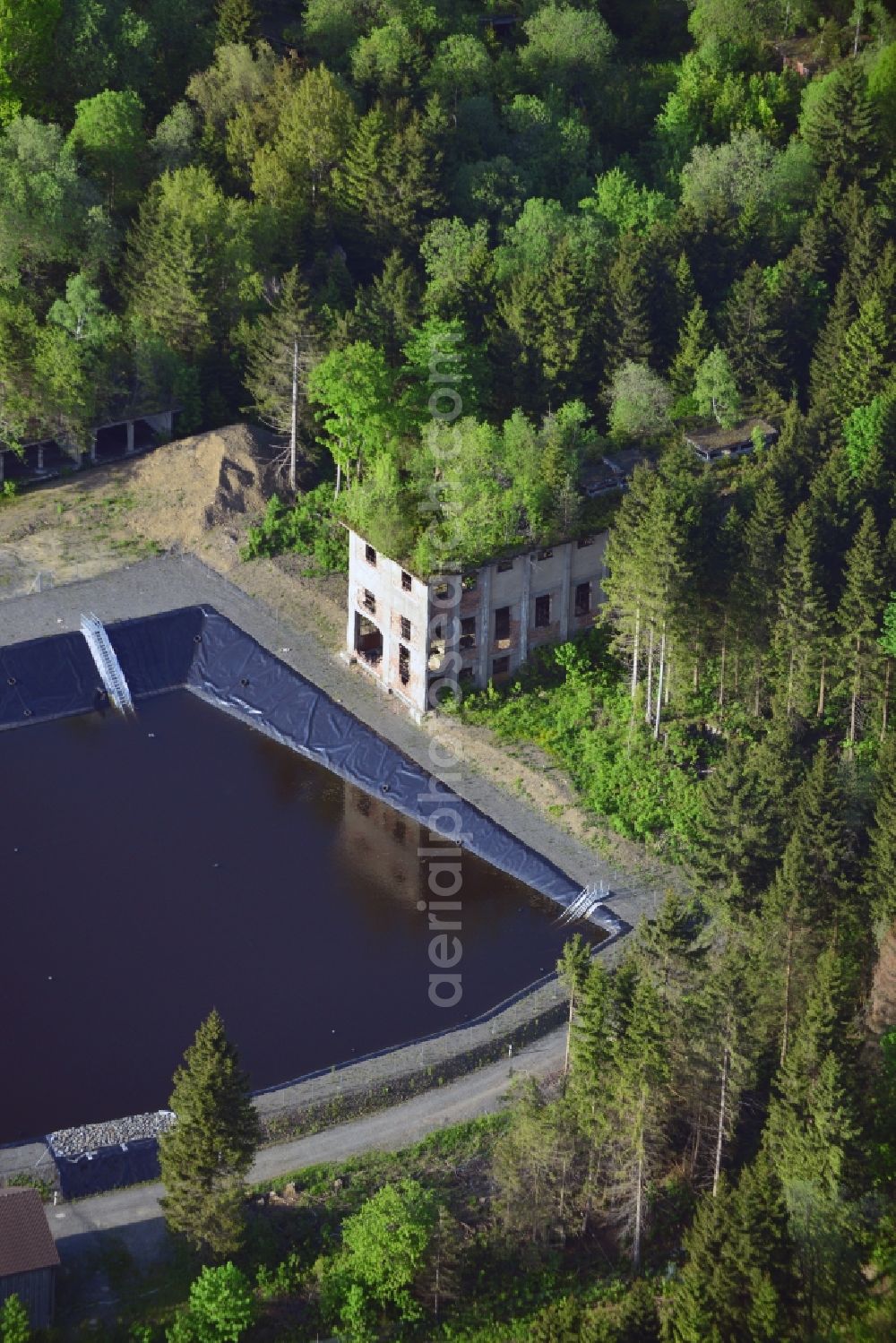 Aerial image Clausthal-Zellerfeld - Ruins of the former explosives and bomb factory in Clausthal-Zellerfeld in the state of Lower Saxony