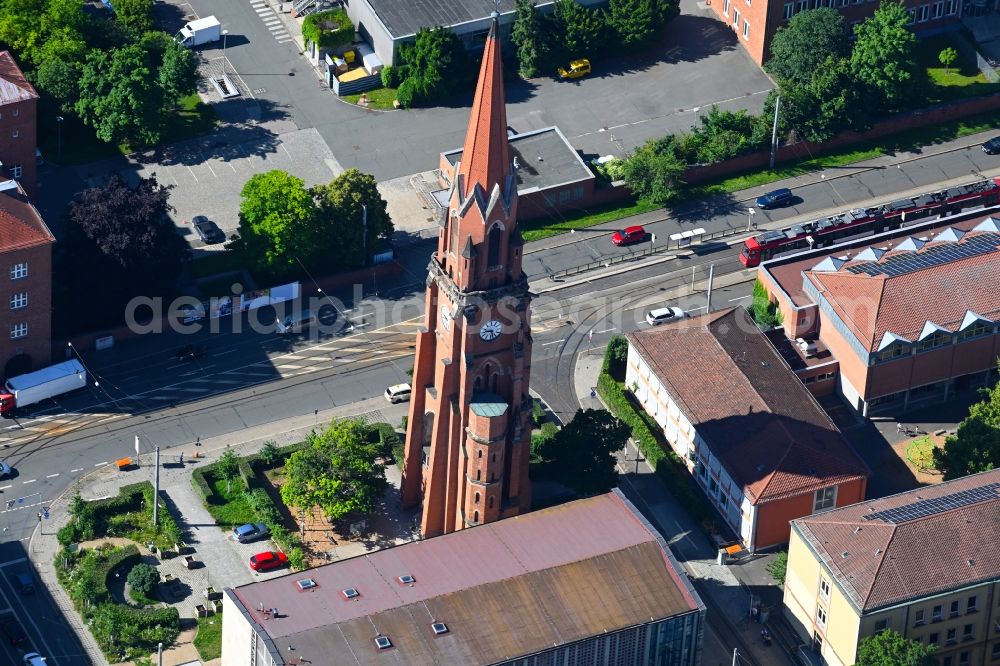 Aerial photograph Nürnberg - Ruins of church building Chirstuskirche on Landgrabenstrasse in the district Steinbuehl in Nuremberg in the state Bavaria, Germany