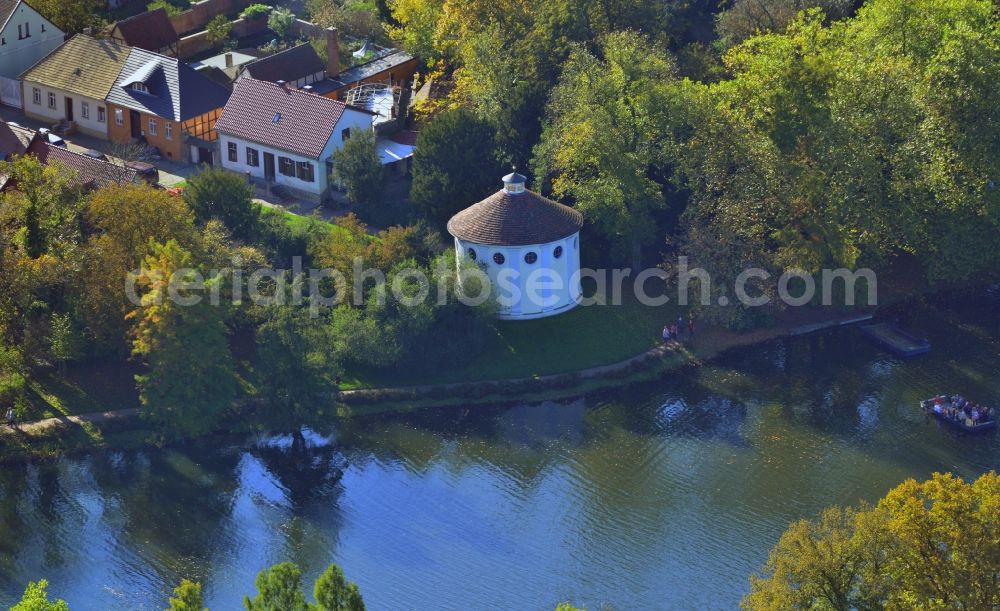 Aerial photograph Wörlitz - Rotunda of the synagogue at the Amtsgasse the garden calculation of Woerlitzer Park in the state of Saxony-Anhalt