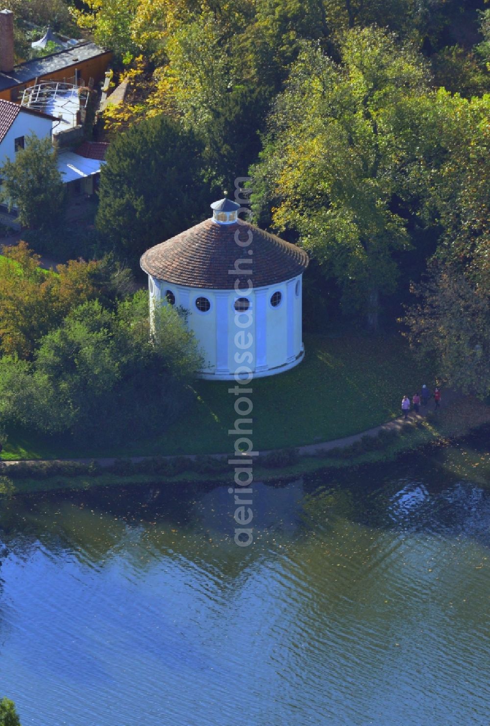 Wörlitz from above - Rotunda of the synagogue at the Amtsgasse the garden calculation of Woerlitzer Park in the state of Saxony-Anhalt