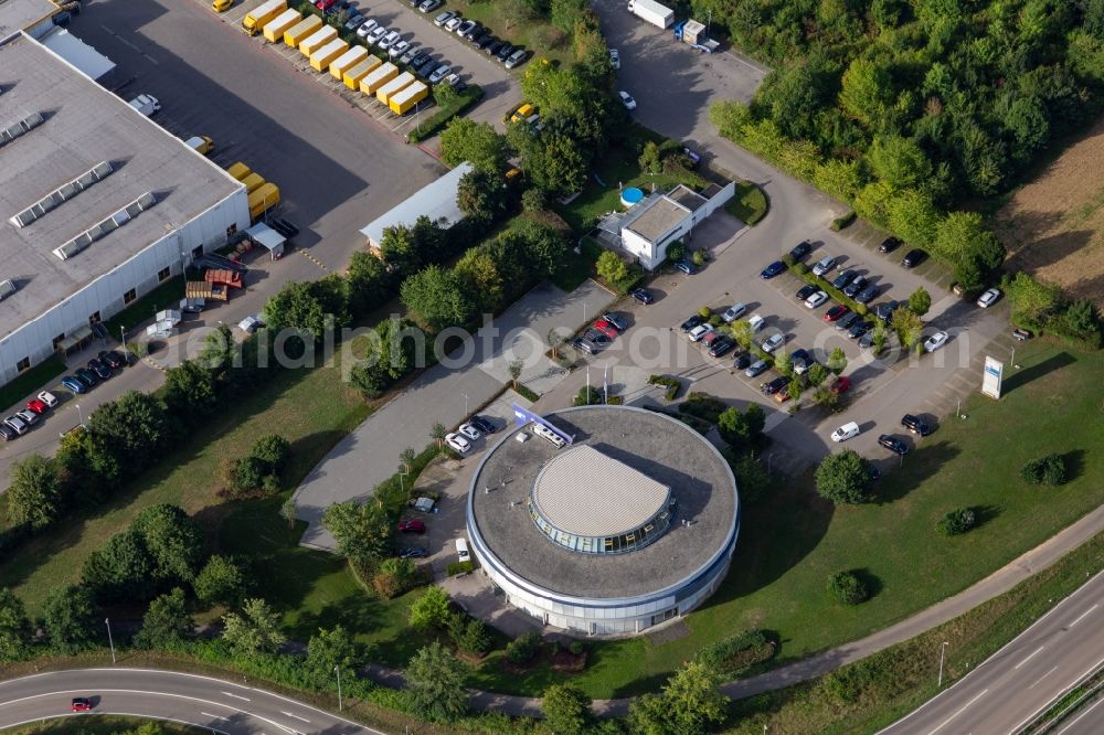 Reutlingen from above - Round Building of the IHK-Akademie Reutlingen in Reutlingen in the state Baden-Wuerttemberg, Germany