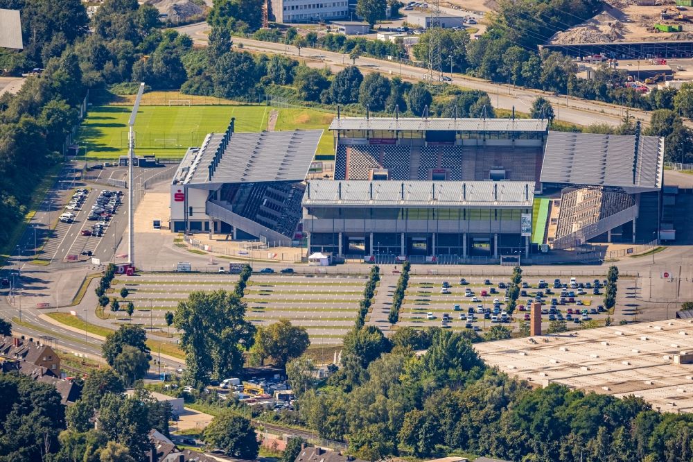Aerial image Essen - RWE - Red-White Stadium in Essen at Ruhrgebiet in North Rhine-Westphalia