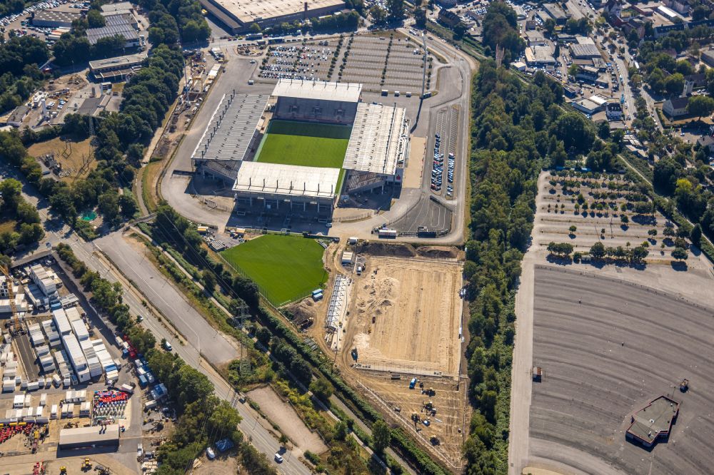 Essen from the bird's eye view: RWE - Red-White Stadium in Essen at Ruhrgebiet in North Rhine-Westphalia