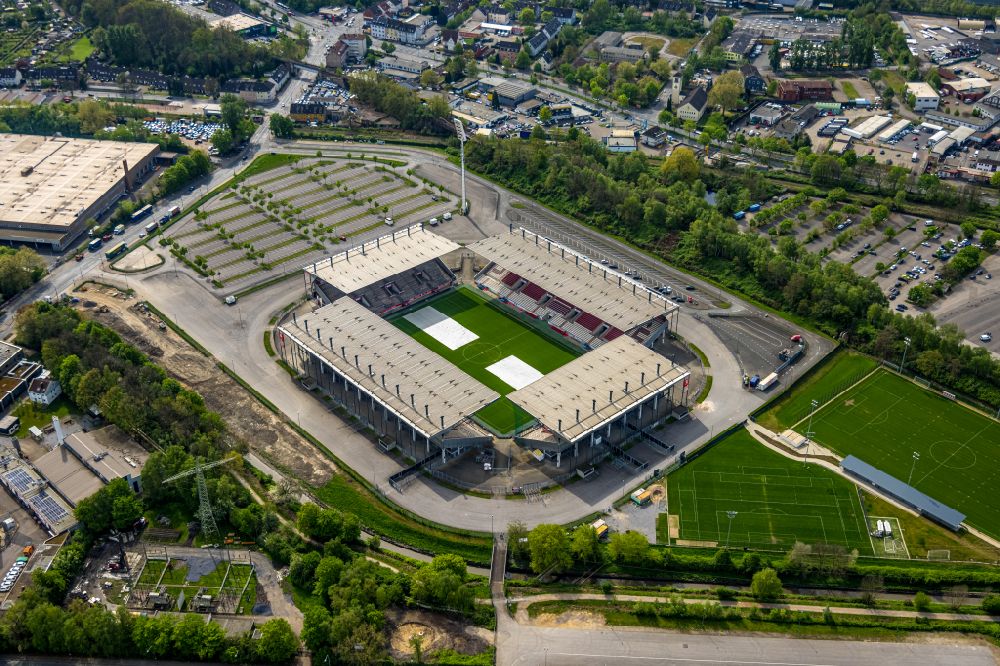 Essen from above - rWE - Red-White Stadium in Essen in North Rhine-Westphalia