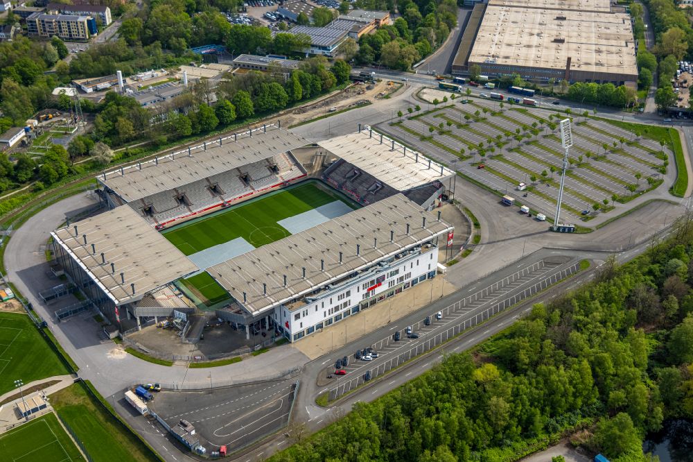 Essen from the bird's eye view: rWE - Red-White Stadium in Essen in North Rhine-Westphalia