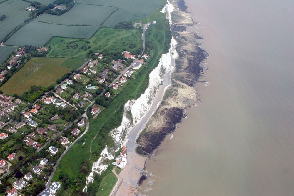Saint Margareth's at Cliffe from above - Saint Margaret's at Cliffe in Kent in England, United Kingdom. Also the famous white chalk cliffs which here form a part of the British coastline