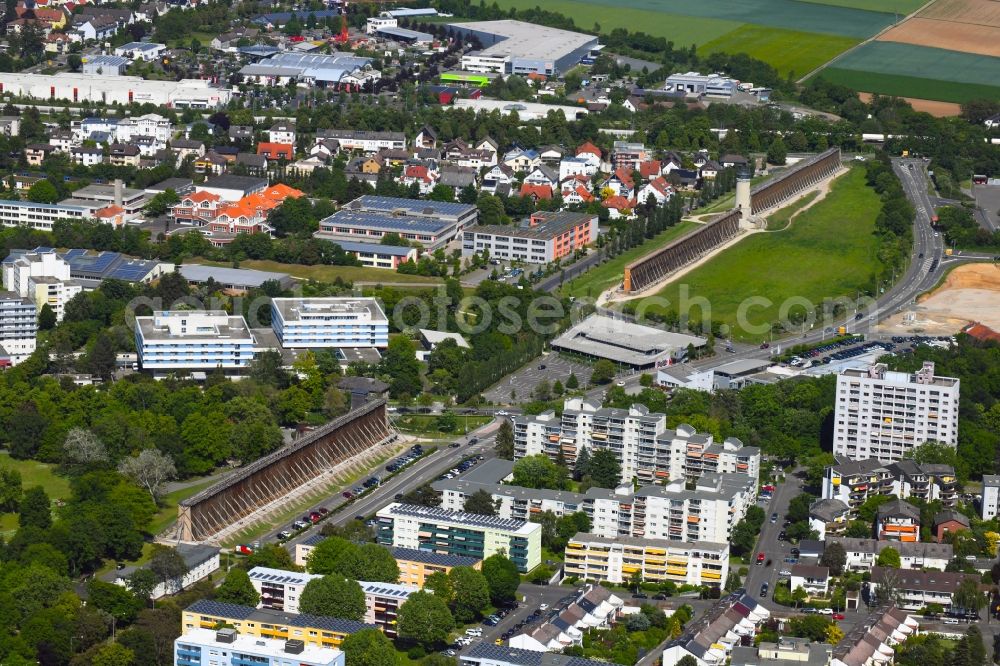 Bad Nauheim from the bird's eye view: Salt flats - building of a former graduation house for salt extraction in the district Schwalheim in Bad Nauheim in the state Hesse, Germany