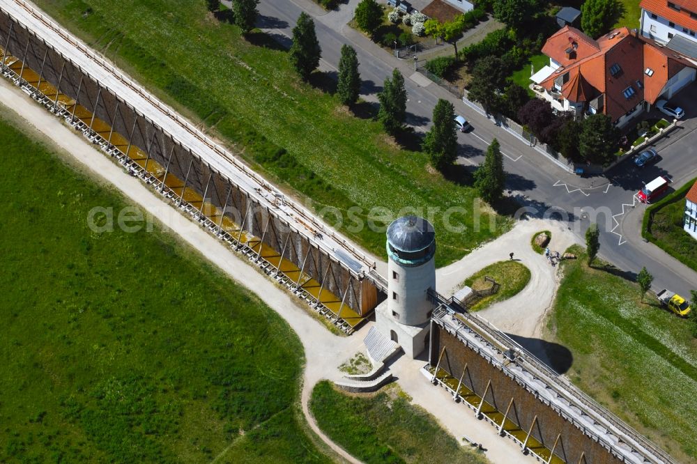 Bad Nauheim from above - Salt flats - building of a former graduation house for salt extraction in the district Schwalheim in Bad Nauheim in the state Hesse, Germany