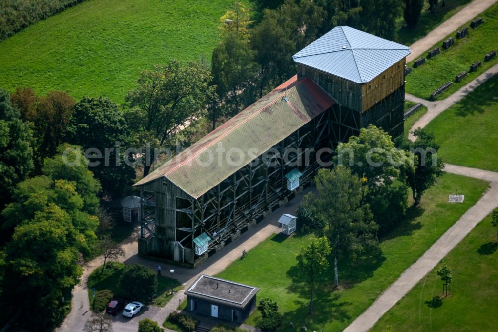 Aerial image Bad Kissingen - Salt flats - building of a former graduation house for salt extraction Untere Saline in the district Hausen in Bad Kissingen in the state Bavaria, Germany