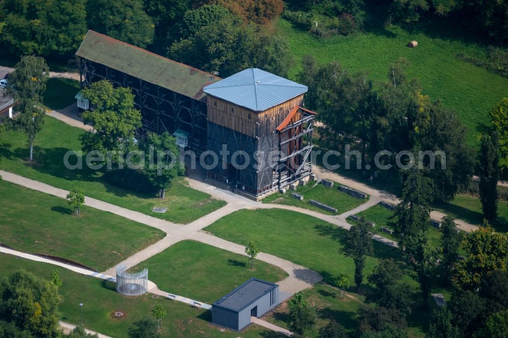 Aerial photograph Bad Kissingen - Salt flats - building of a former graduation house for salt extraction Untere Saline in the district Hausen in Bad Kissingen in the state Bavaria, Germany
