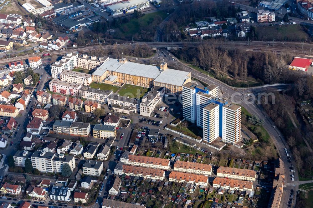 Aerial photograph Speyer - Industrial monument of the premises cotton mill with Sammlungszentrum / Historisches Museum of Pfalz in Speyer in the state Rhineland-Palatinate, Germany