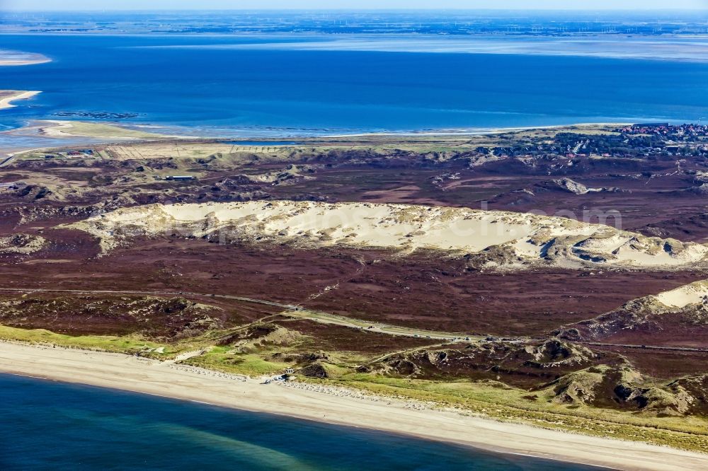 Aerial photograph List - Sand, dune and heath landscape North Sylt in List in the state of Schleswig-Holstein, Germany