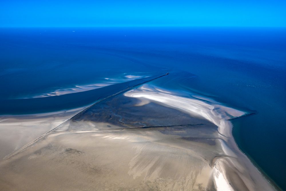 Aerial photograph Wangerooge - Sandbank- land area by flow under the sea water surface Minsener Oog in Wangerooge in the state Lower Saxony, Germany