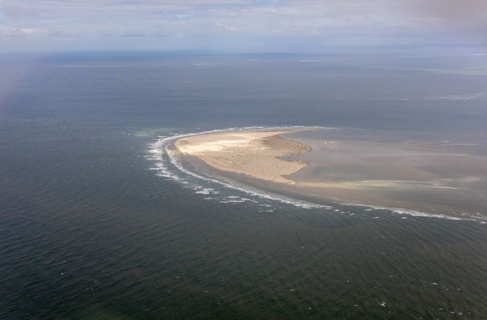 Aerial image Schilling - Sandbank- land area by flow under the sea water surface of North Sea in Schilling in the state Lower Saxony, Germany