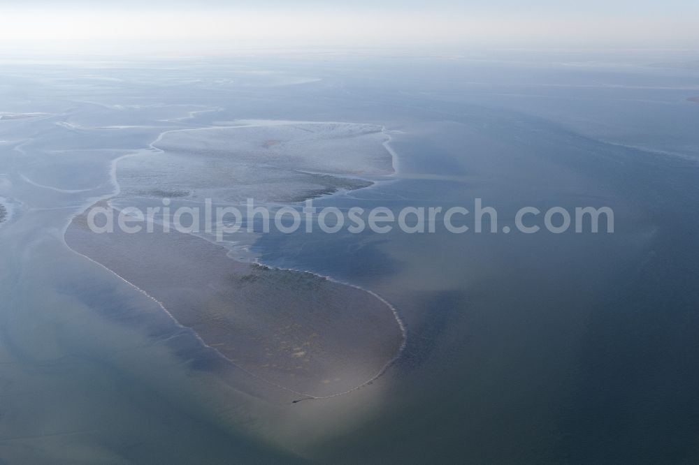 Aerial image Pellworm - Sandbank - land area caused by currents under the sea water surface in front of Suedfall and Pellworm in the state Schleswig-Holstein, Germany