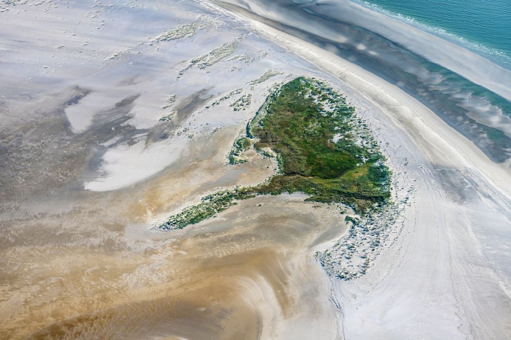 Norderoogsand from above - Sandbank Norderoogsand in the Wadden Sea of a??a??the North Sea in the state Schleswig-Holstein, Germany