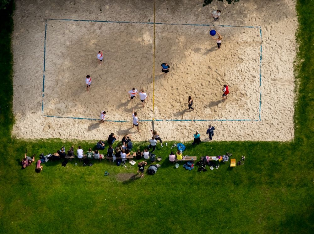 Aerial image Haltern am See - Footprint of volleyball parking lot of youth educational centre Gilwell St. Ludger in Haltern am See in the state of North Rhine-Westphalia