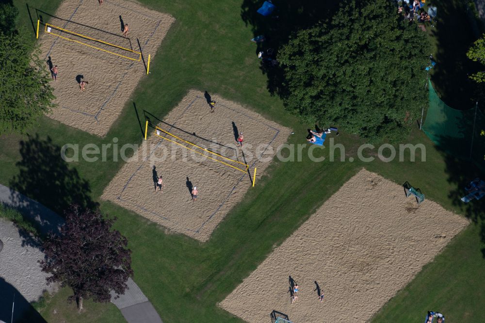 Aerial image Salem - Sand surface of volleyball sports field in the district Mimmenhausen in Salem in the state Baden-Wuerttemberg, Germany