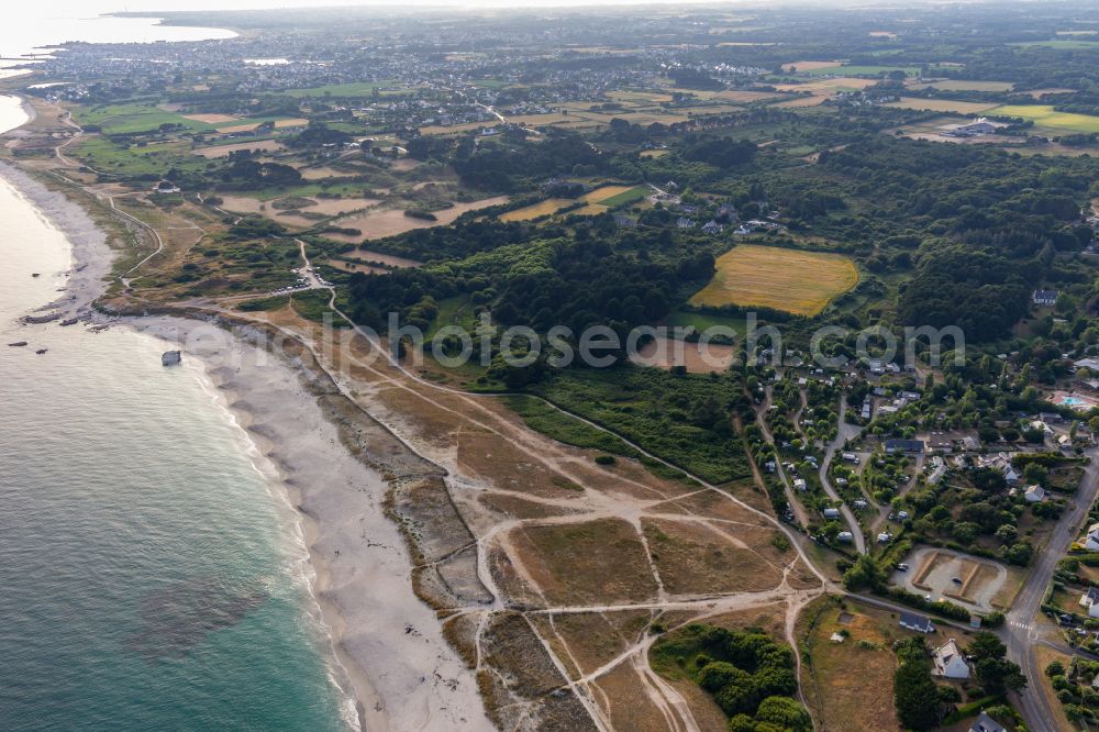 Treffiagat from above - Sandy beach and dune landscape of Plage de Kersauz in Treffiagat in Brittany, France
