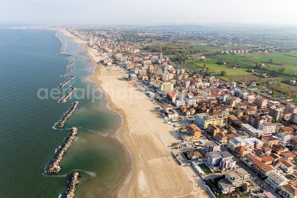 Rimini from above - Beach landscape along the at the Mediterranean sea in Rimini in Emilia-Romagna, Italy