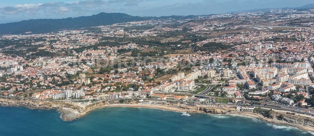 Aerial photograph Estoril - Beach landscape on the Atlantic Ocean in the district Sao Pedro in Estoril in Lisbon, Portugal