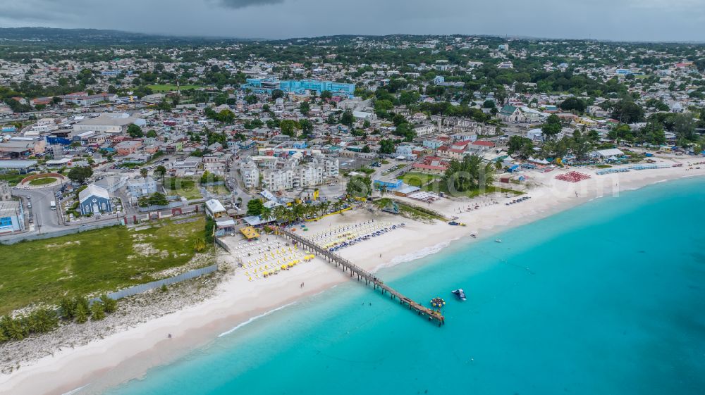 Aerial image Bridgetown - Beach landscape along the Brownes Beach on street 7 in Bridgetown in Saint Michael, Barbados