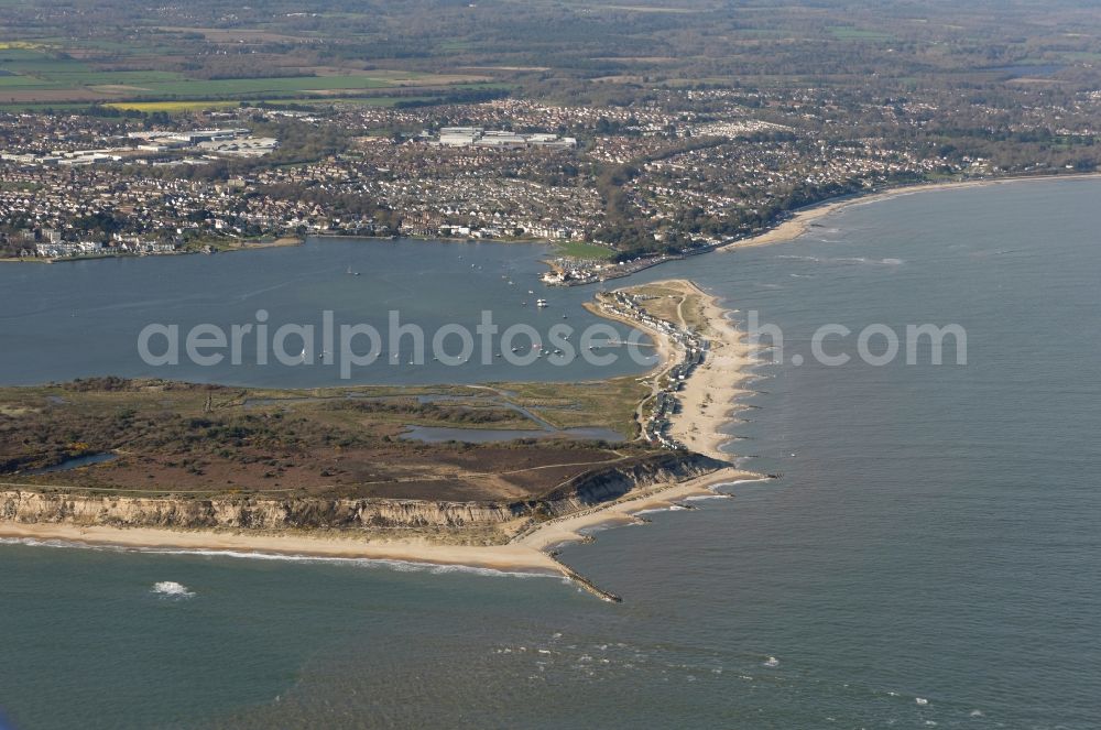 Bournemouth from above - Beach landscape Hengistbury Head an Christchurch Harbour along the English Channel in Bournemouth in England, United Kingdom