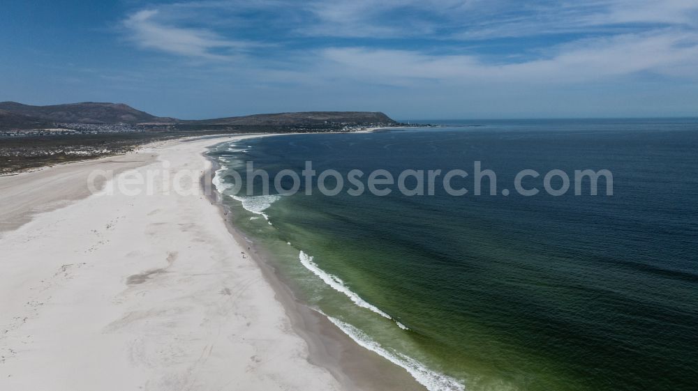 Aerial image Kapstadt - Beach landscape along the Noordhoek Beach on street Beach Road in Cape Town in Western Cape, South Africa
