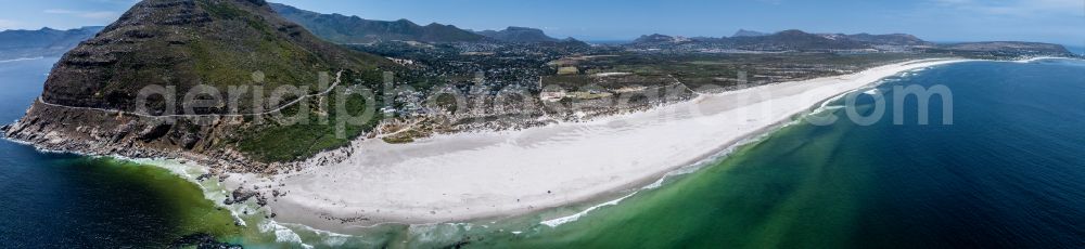 Kapstadt from above - Beach landscape along the Noordhoek Beach on street Beach Road in Cape Town in Western Cape, South Africa
