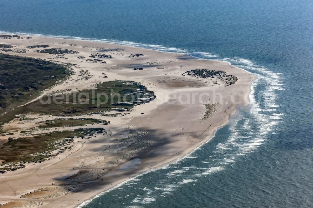 Aerial image Amrum - Sandy beach landscape along the coast in Norddorf in Amrum Nordfriesland in the state Schleswig-Holstein, Germany