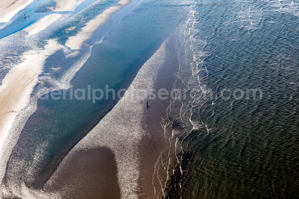 Aerial image Fanö - Beach landscape along the of North Sea in Fanoe in Syddanmark, Denmark