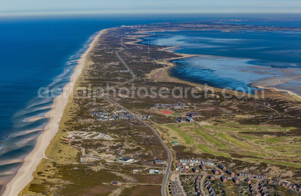 Aerial photograph Hörnum (Sylt) - Beach landscape along the of North Sea in Hoernum (Sylt) in the state Schleswig-Holstein, Germany