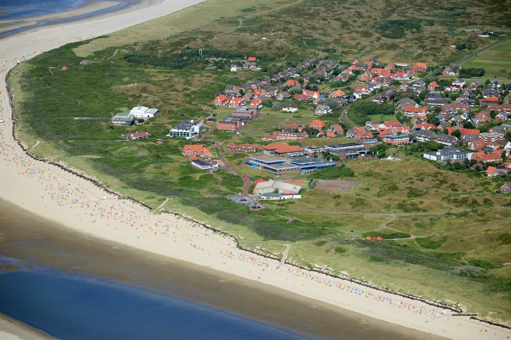 Aerial image Langeoog - Beach landscape on the Nort Sea in Langeoog in the state Lower Saxony