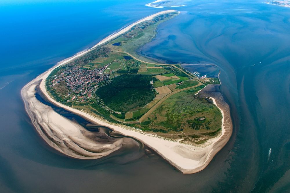 Langeoog from above - Beach landscape on the North Sea in Langeoog in the state Lower Saxony